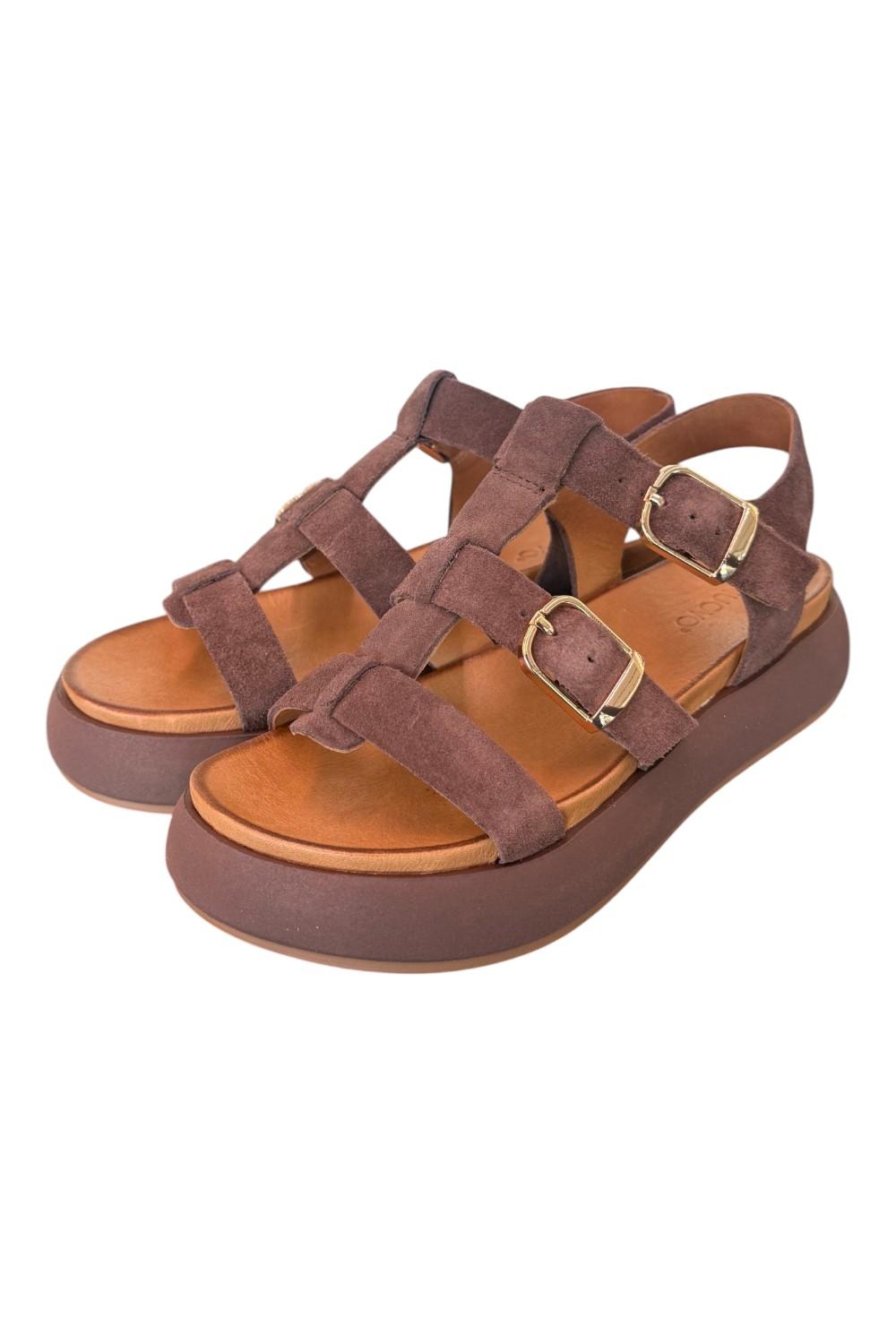 Sandalo gabbia suede moro Z40 Inuovo<BR/> 