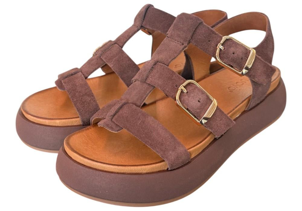 Sandalo gabbia suede moro Z40 Inuovo<BR/> 