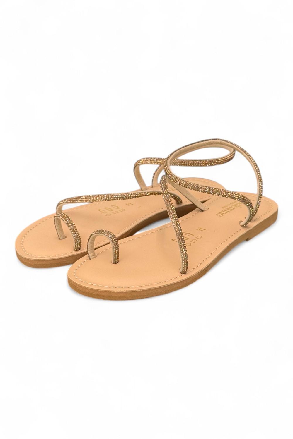 Sandalo infradito strass oro Le Salentine 