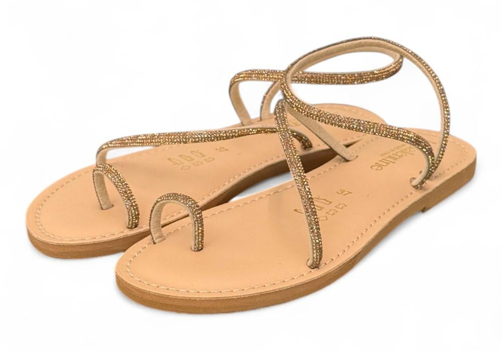 Sandalo infradito strass oro Le Salentine 