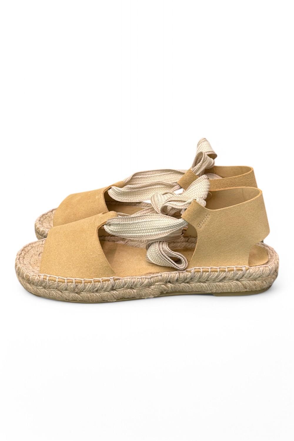 Sandalo con fascia in suede sand Palomitas<BR/> 