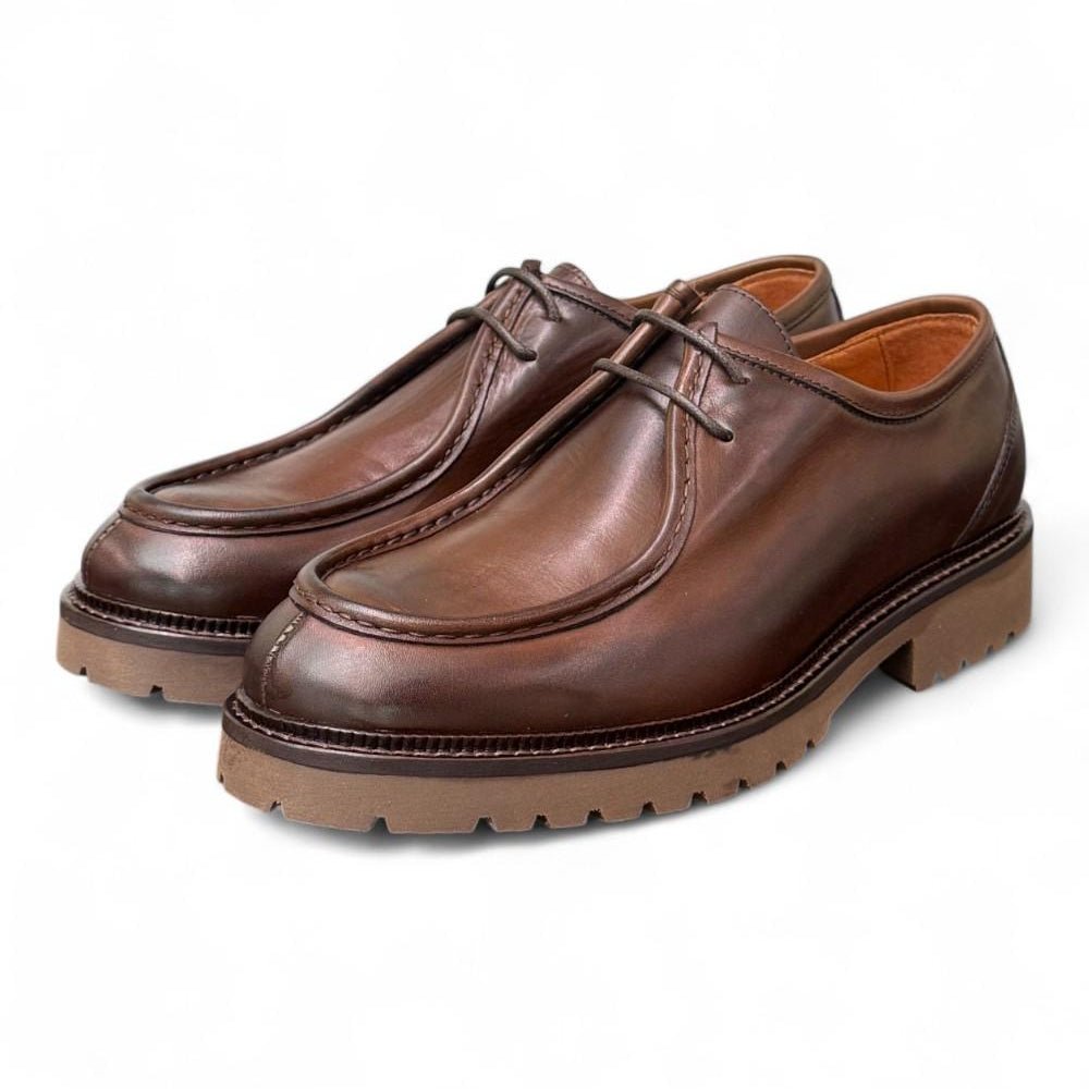 Scarpa allacciata ingegnere cucitura cioccolato Exton 