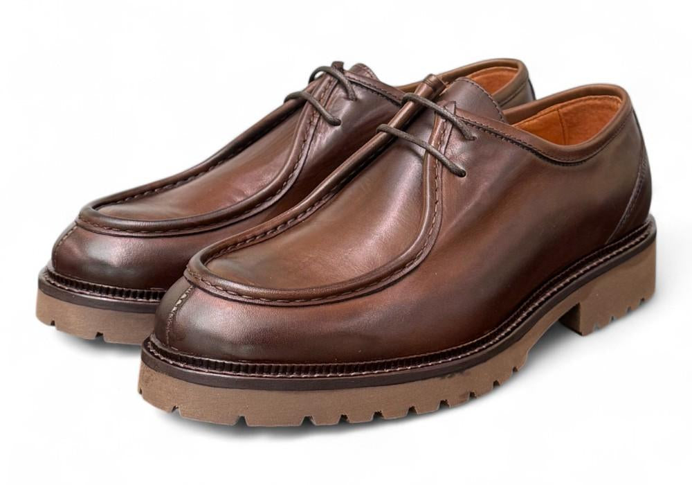 Scarpa allacciata ingegnere cucitura cioccolato Exton 