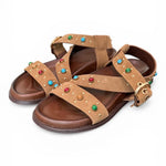 Sandalo perline suede sigaro Inuovo<BR/> 
