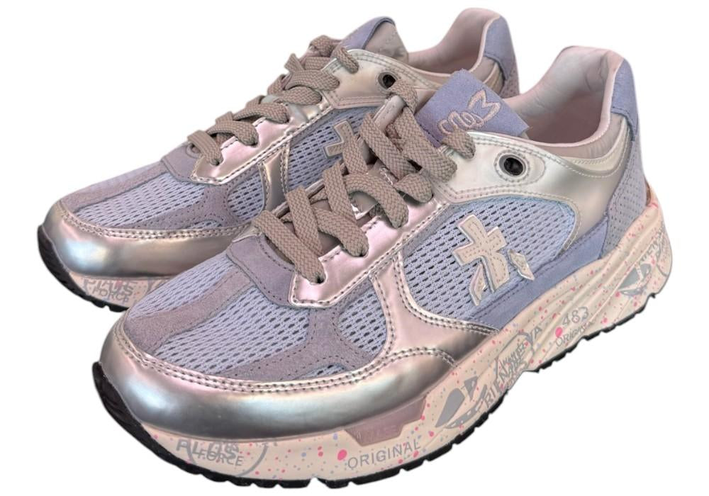 Sneaker donna Mased 8206 Premiata forata celeste argento 