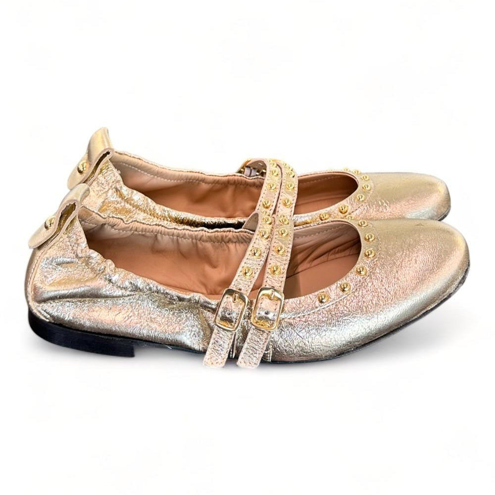 Ballerina cintini  pelle platino Dei Colli<BR/> 