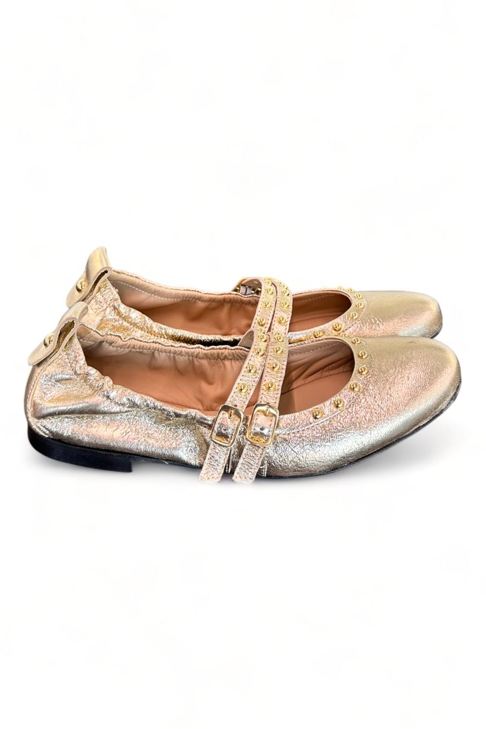 Ballerina cintini  pelle platino Dei Colli<BR/> 