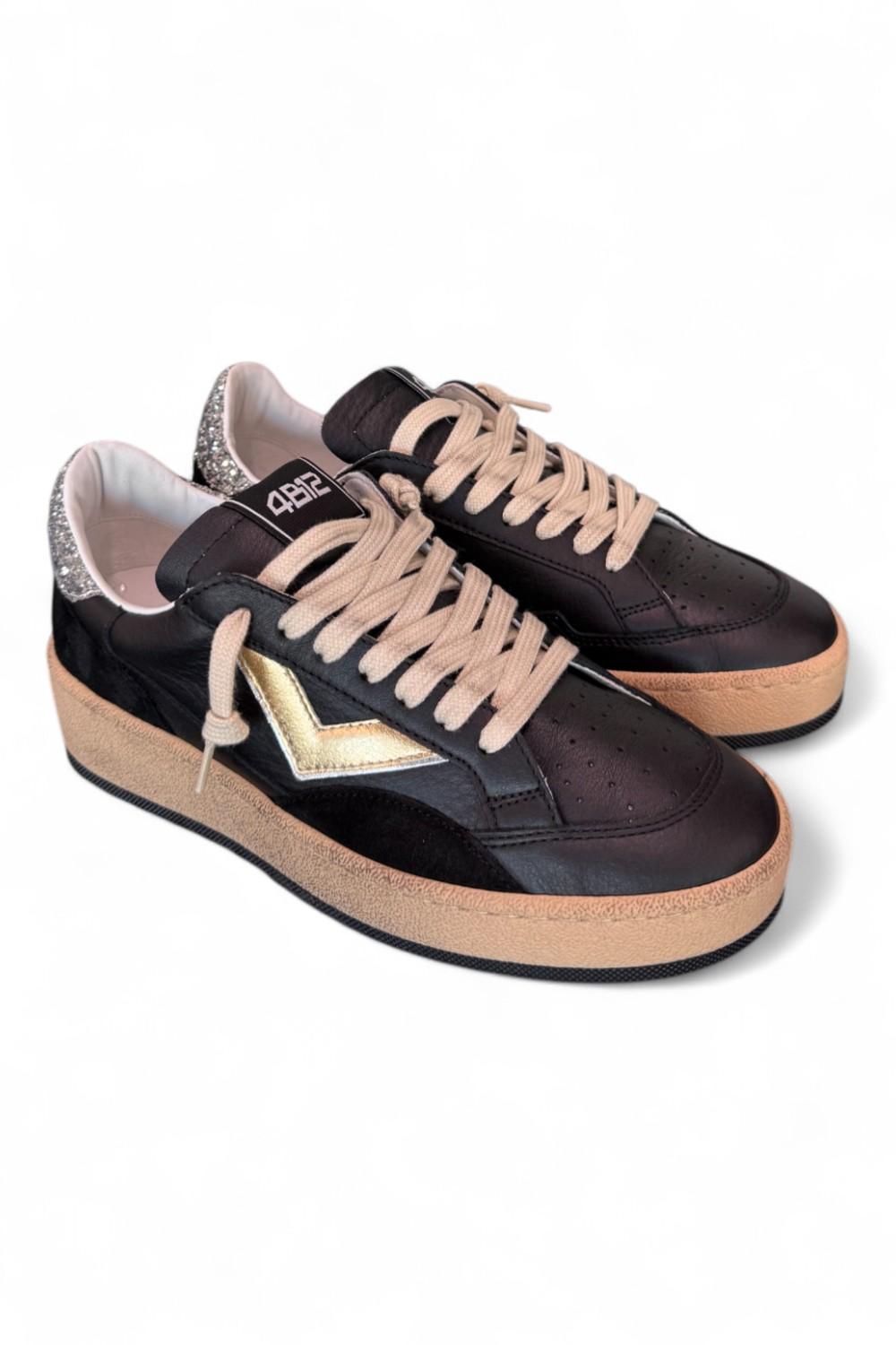 Sneaker donna Play nero oro 4B12 