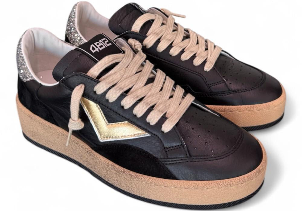 Sneaker donna Play nero oro 4B12 