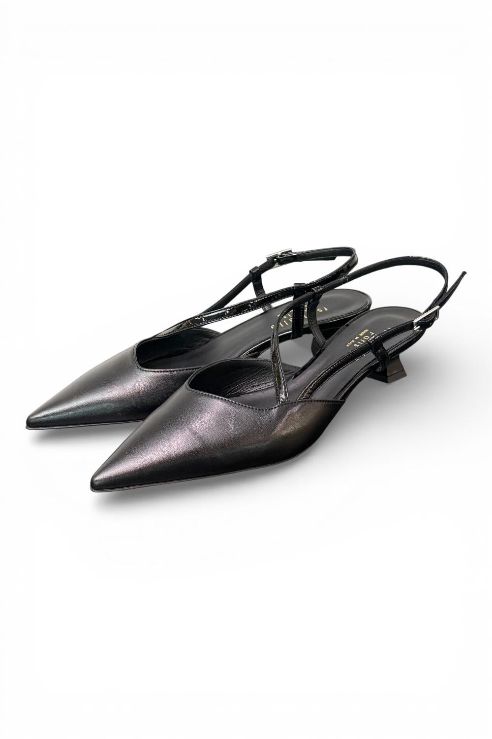 Slingback cintino pelle nera Isabelle Paris 
