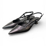 Slingback cintino pelle nera Isabelle Paris 