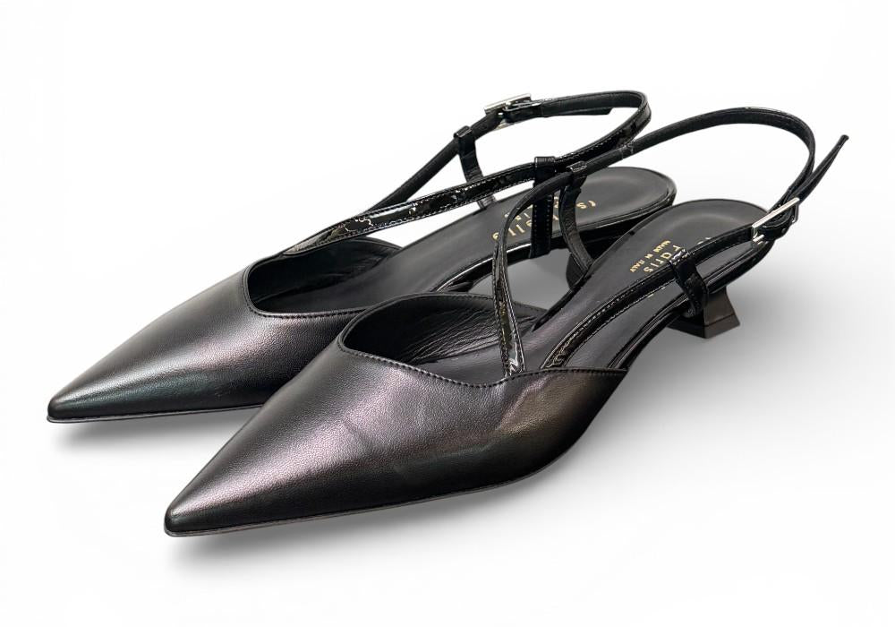 Slingback cintino pelle nera Isabelle Paris 
