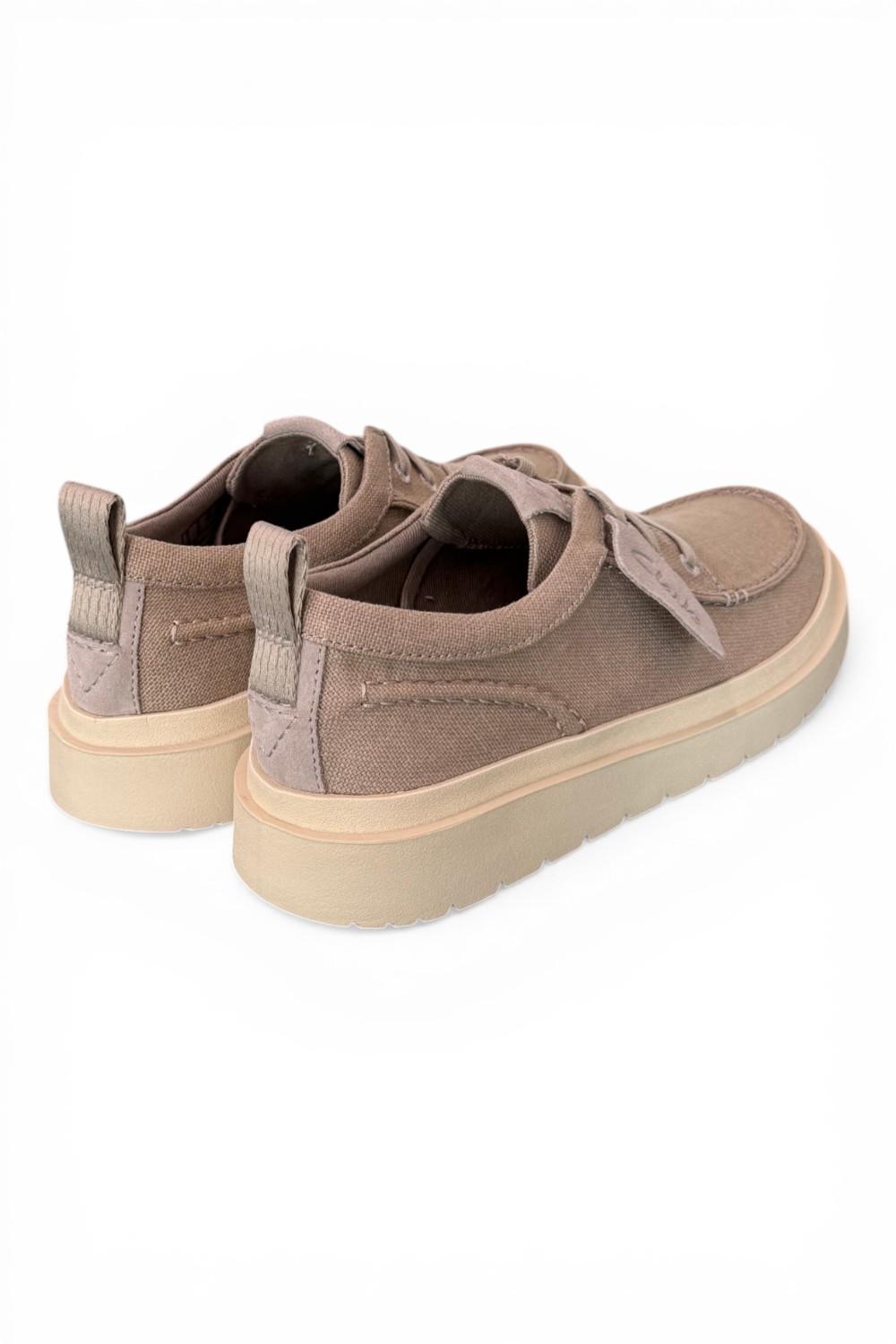 Scarpa uomo Polden Moc tela beige Clarks<BR/> 