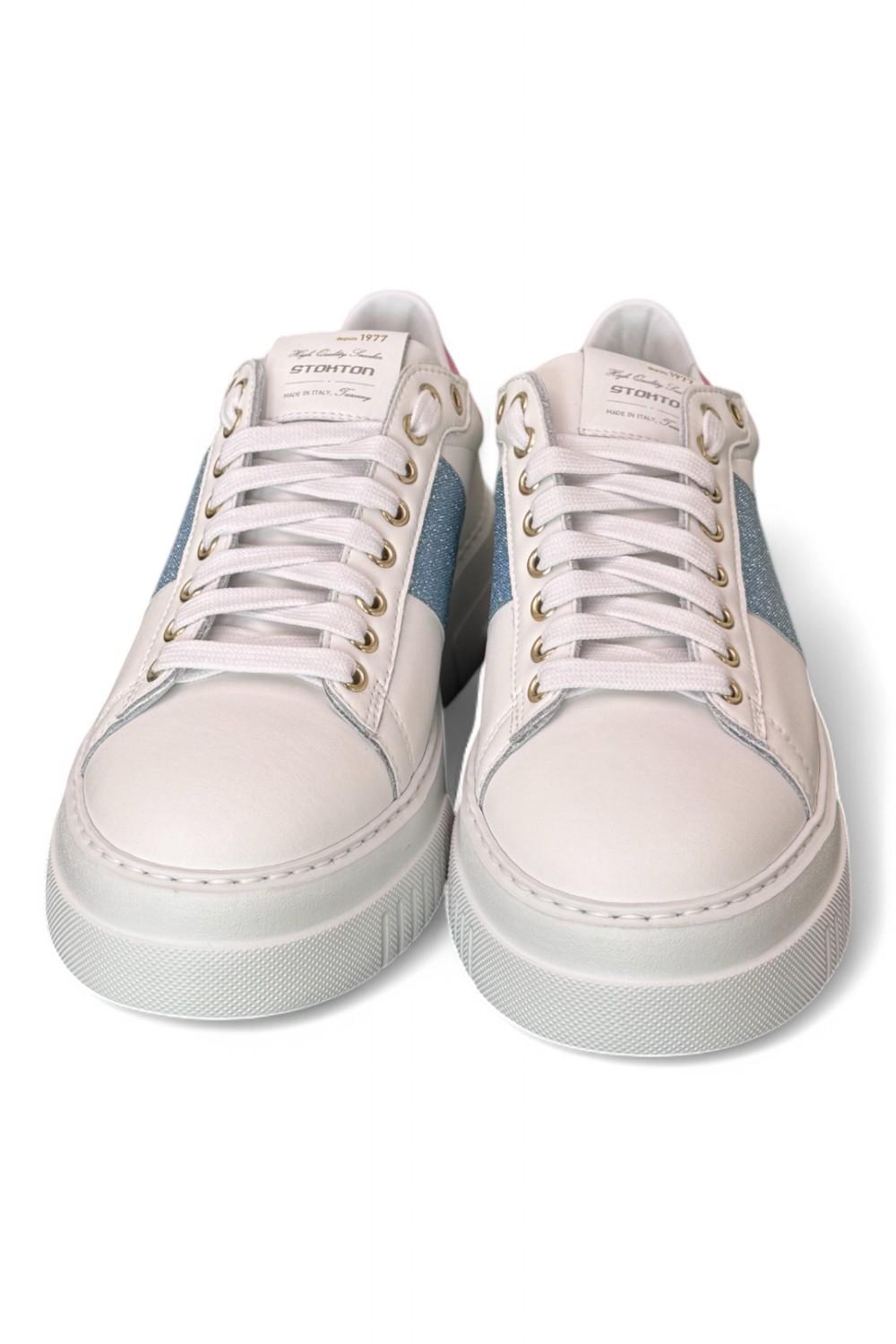 Sneaker Stokton Nicla bianco celeste platform 