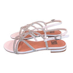 Sandalo incroci strass bianco argento Bibi Lou<BR/> 