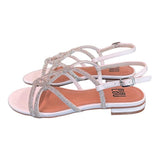 Sandalo incroci strass bianco argento Bibi Lou<BR/> 