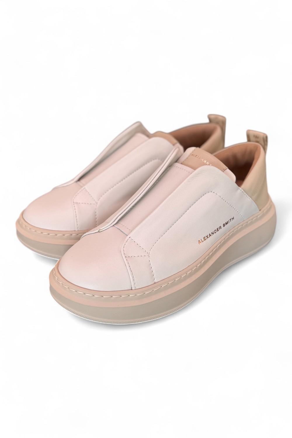 Sneaker donna Wembley slip on white nude Alexander Smith<BR/> 