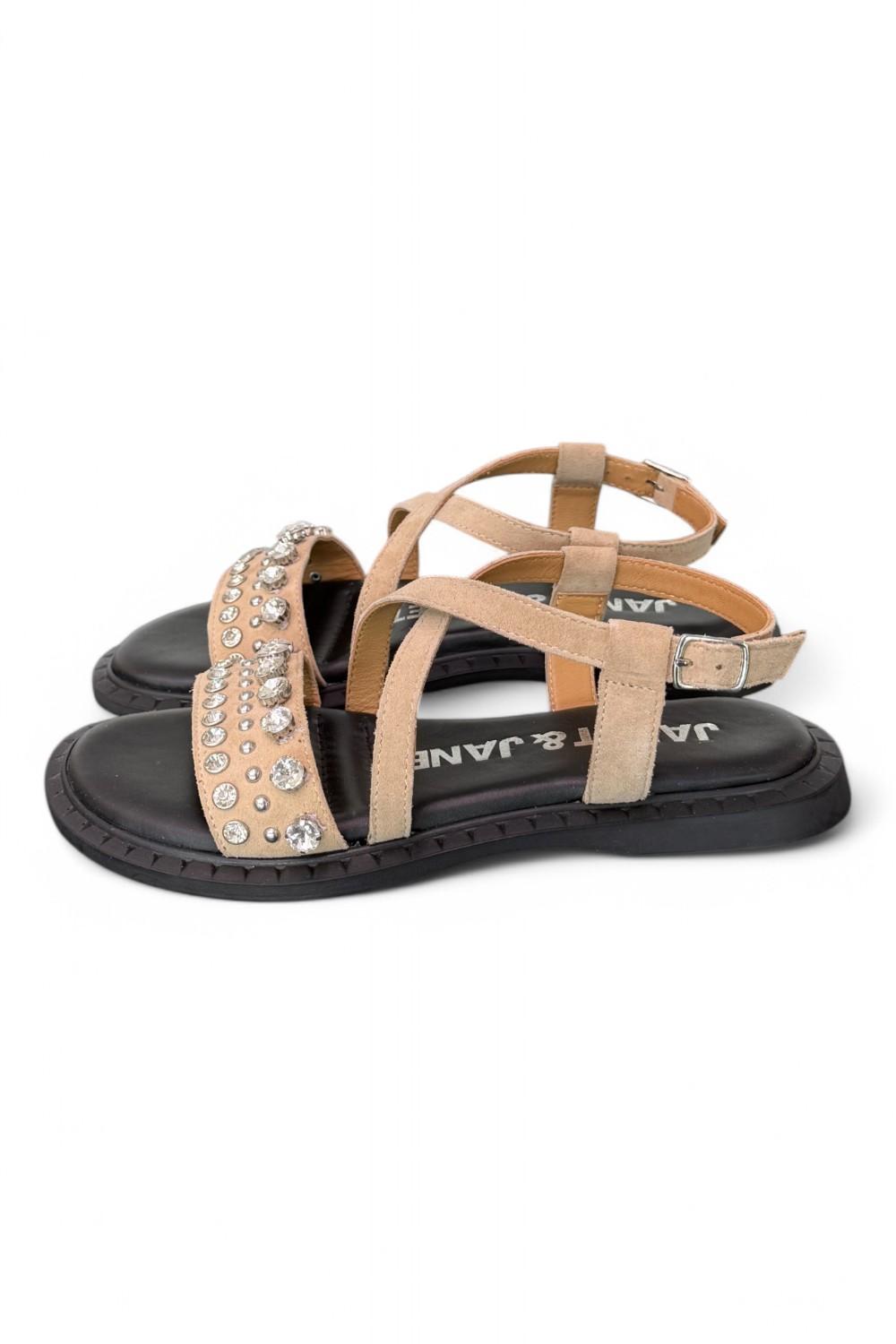 Sandalo suede beige strass Janet & Janet 
