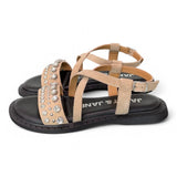 Sandalo suede beige strass Janet & Janet 