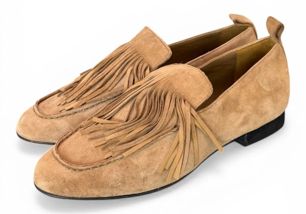 Mocassino frange camoscio beige JVAM<BR/> 