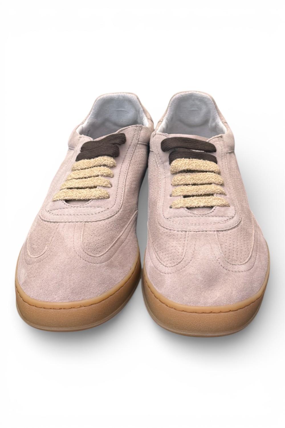 Sneaker uomo Soldini 80 Akira suede forato taupe chiaro 