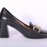 Mocassino accessorio pelle nera tacco Matteo Pitti 