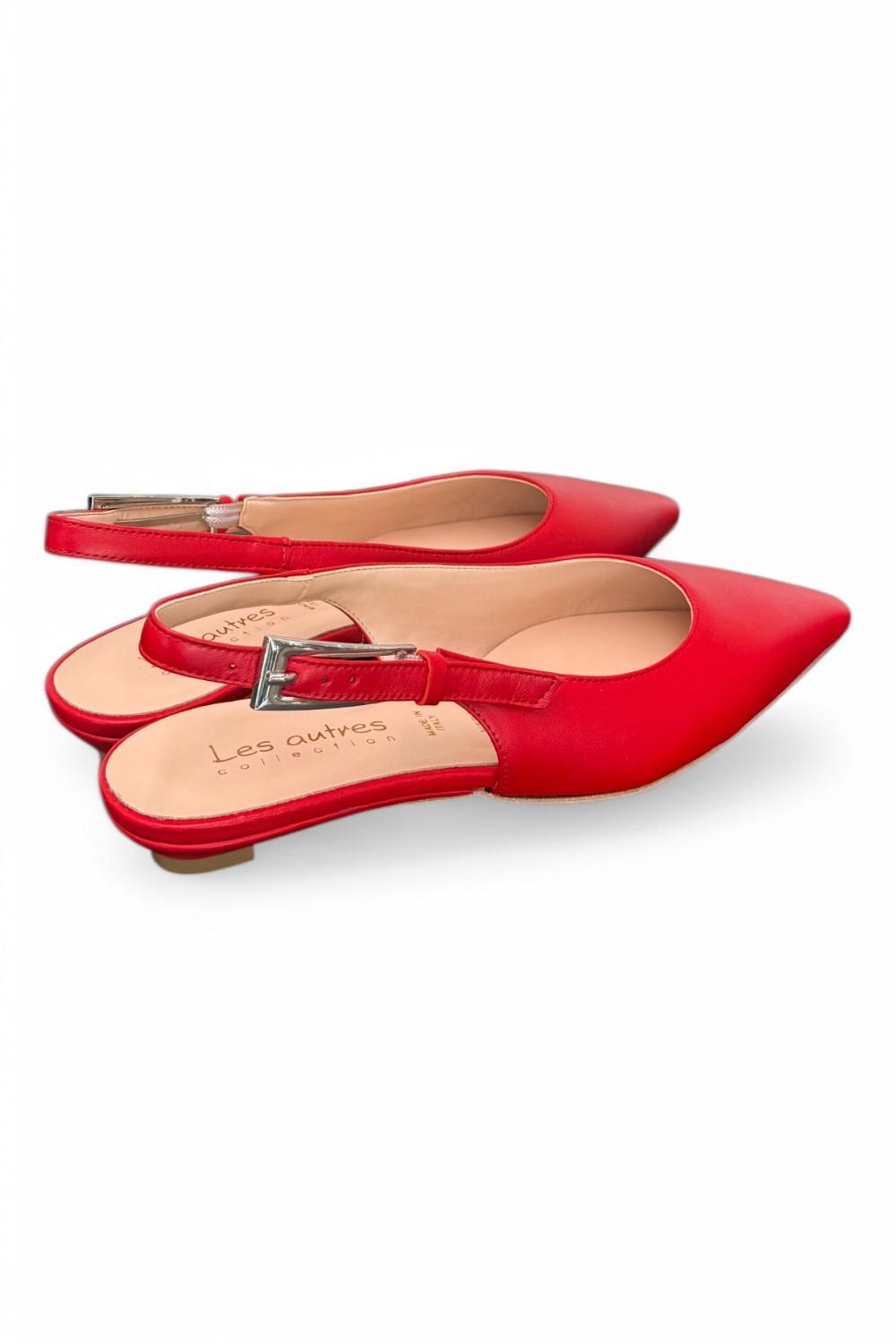 Slingback pelle rosso flat Les Autres<BR/> 