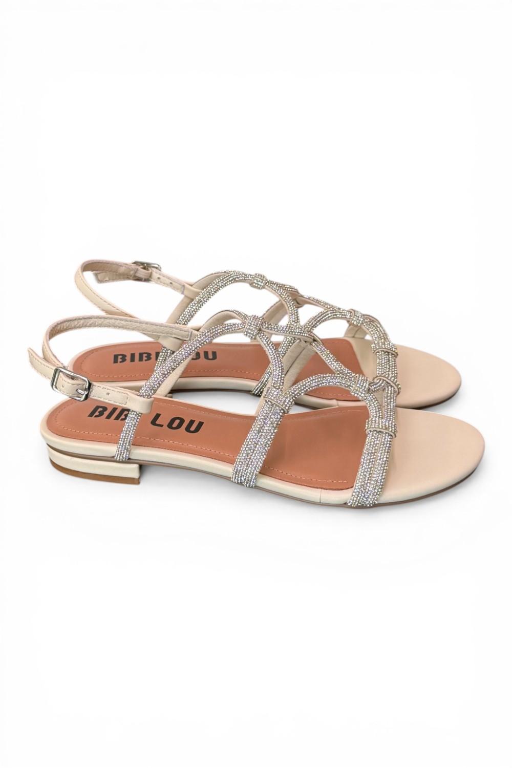 Sandalo intrecci strass white Bibi Lou 