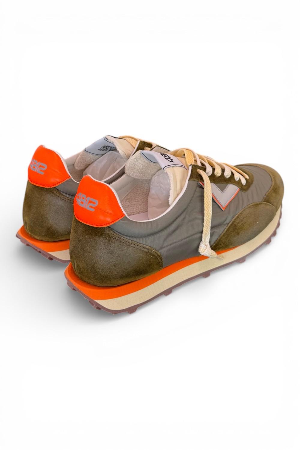 Sneaker uomo 4B12 Vintage Run verde grigio arancio 
