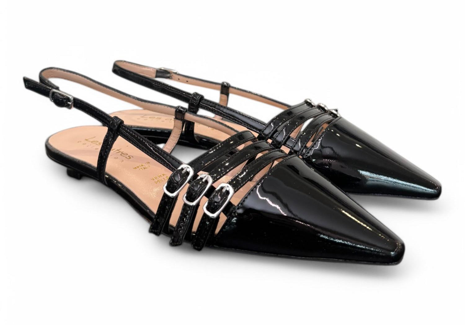Slingback cintini vernice nera  flat Les Autres<BR/> 