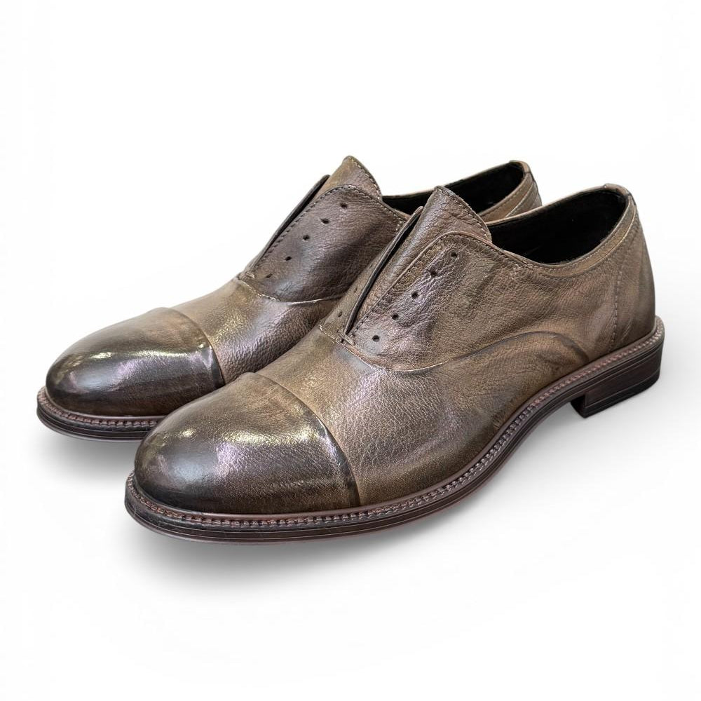 Scarpa no-laces pelle testa di moro Pawelks <BR/> 