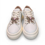 Sneaker donna pelle gesso gioiello fiocco Stokton<BR/> 
