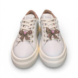 Sneaker donna pelle gesso gioiello fiocco Stokton<BR/> 