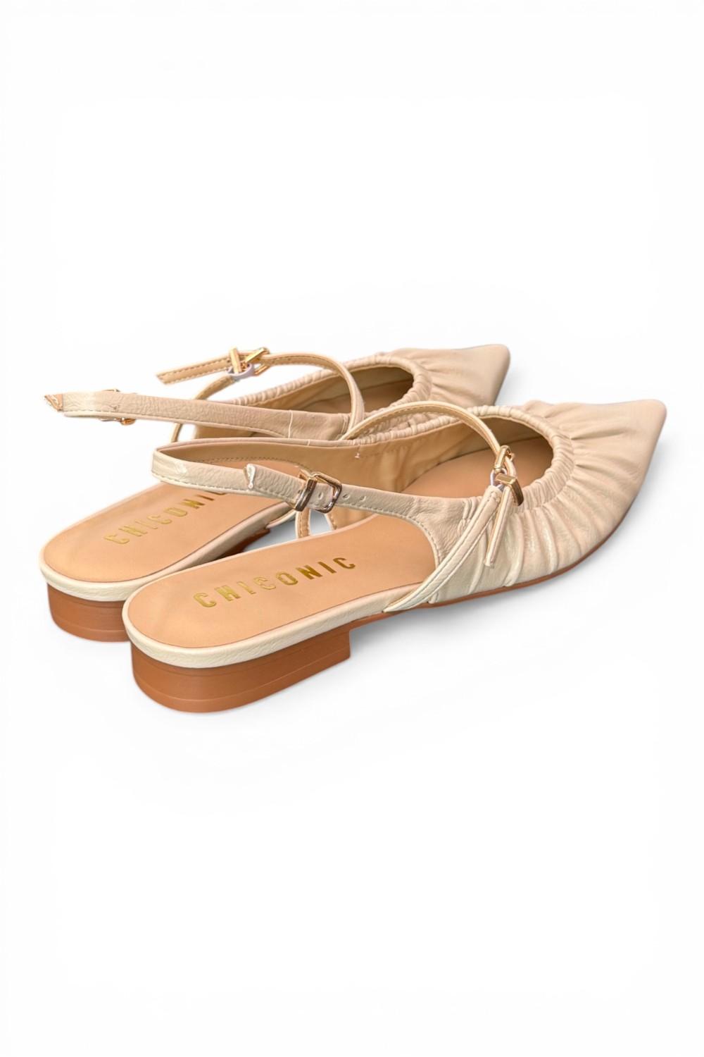 Slingback flat arricciata latte Chiconic 