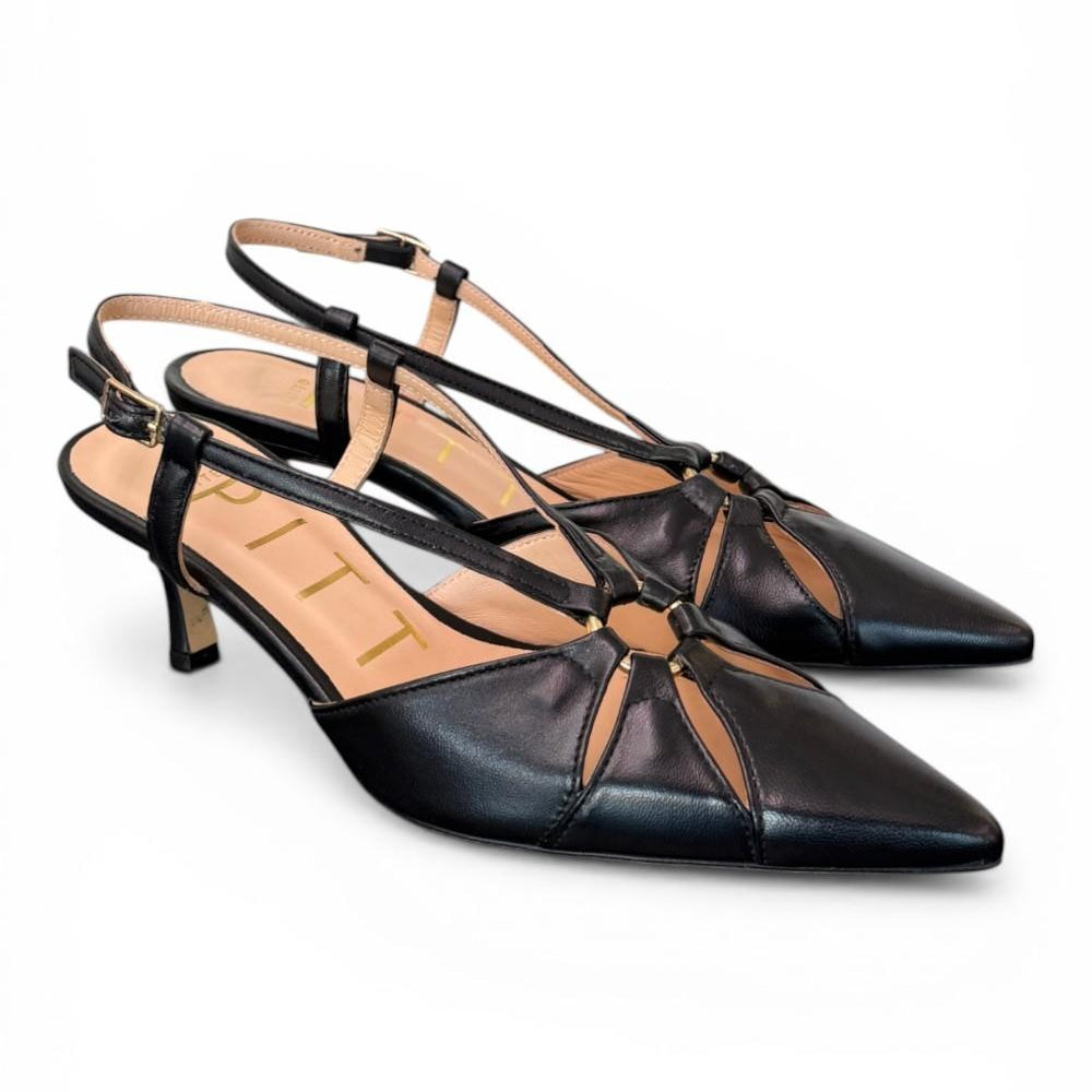 Slingback pelle nera T50  Matteo Pitti 