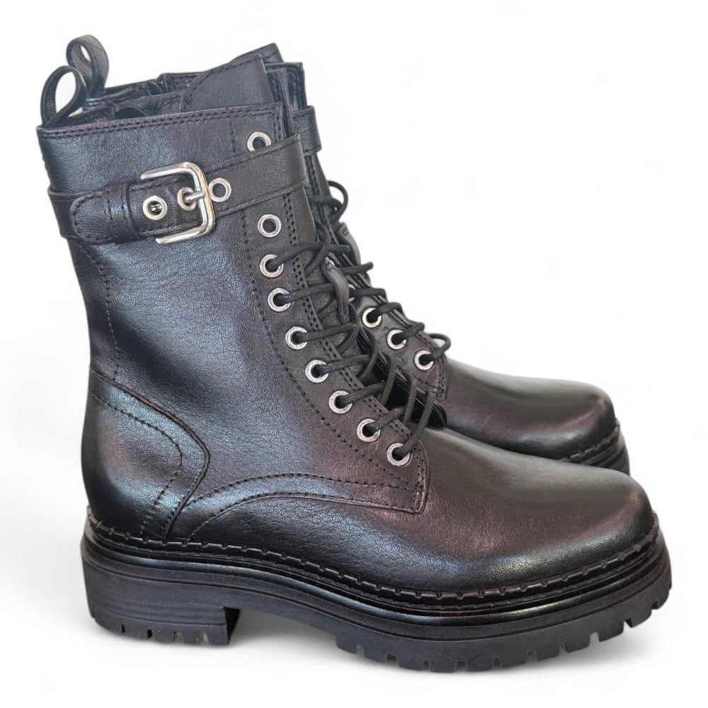 Anfibio pelle nera  con fibbia Mjus<BR/> 