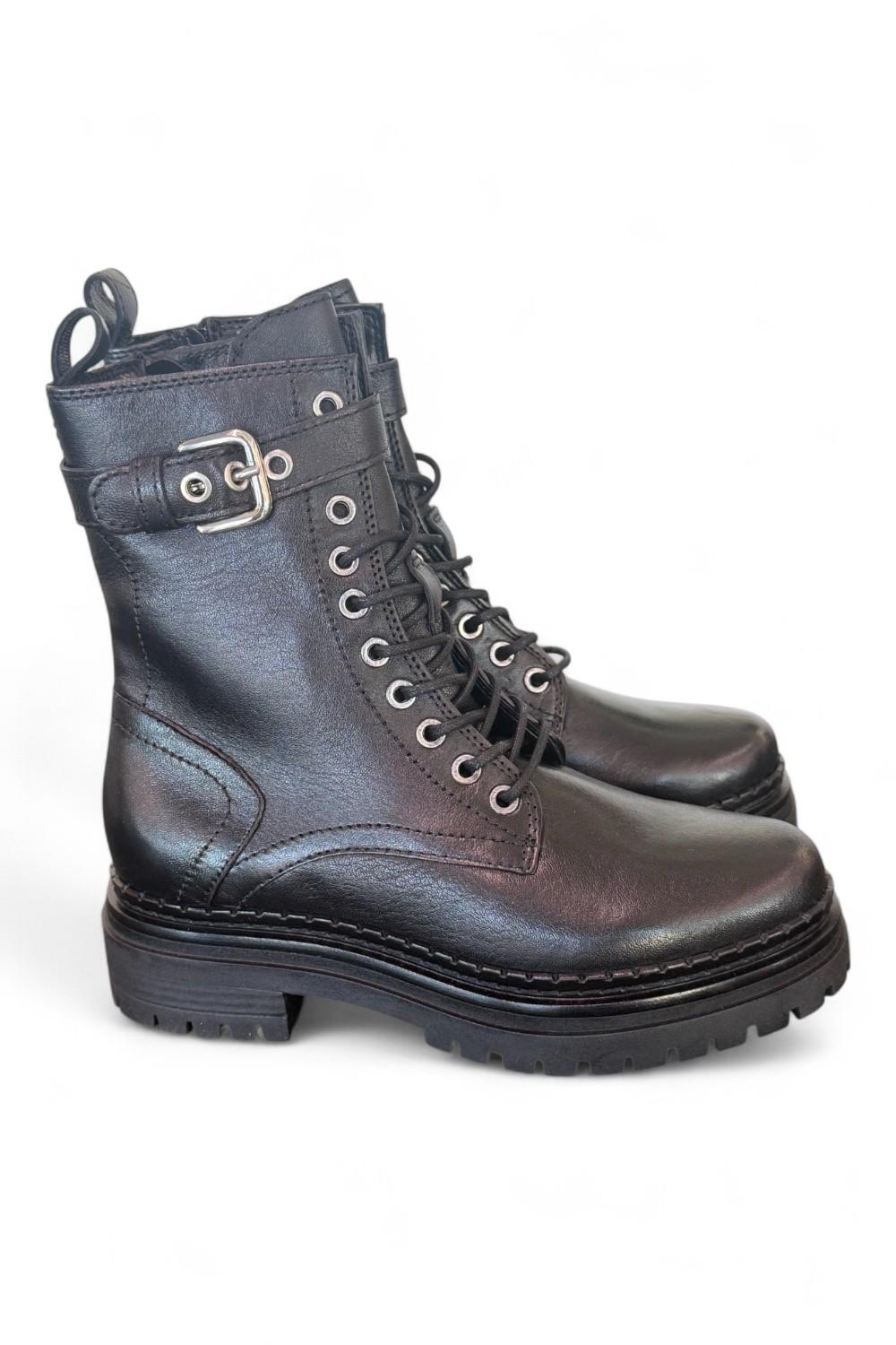 Anfibio pelle nera  con fibbia Mjus<BR/> 