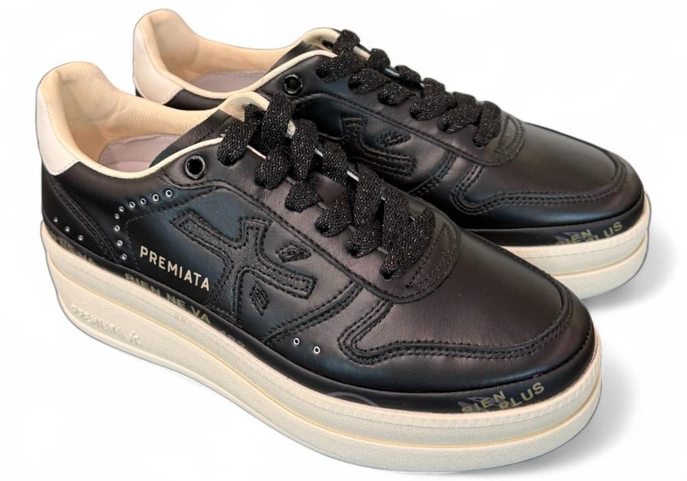 Sneaker donna Micol 7014 pelle nera 