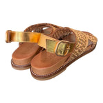 Sandalo incrocio pelle gold intrecciata Inuovo<BR/> 