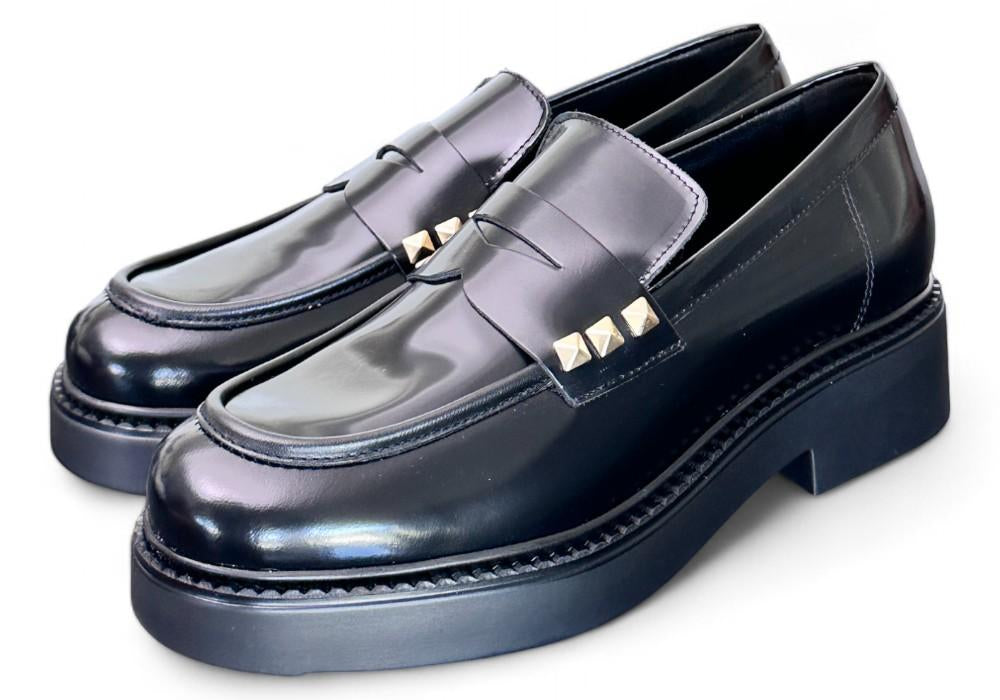 Mocassino donna Uma Parker borchiette nero 
