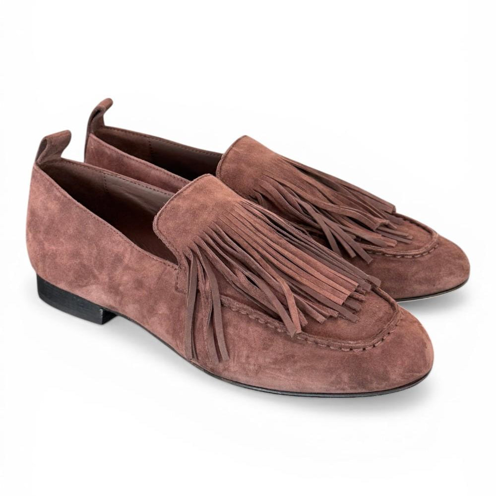 Mocassino frange camoscio testa di moro JVAM<BR/> 