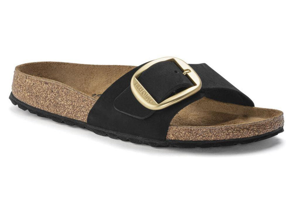 Ciabatta donna Madrid Big Buckle suede nero Birkenstock 