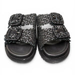 Ciabatta fasce pelle intrecciata nera Coral Bluw 