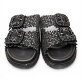 Ciabatta fasce pelle intrecciata nera Coral Bluw 