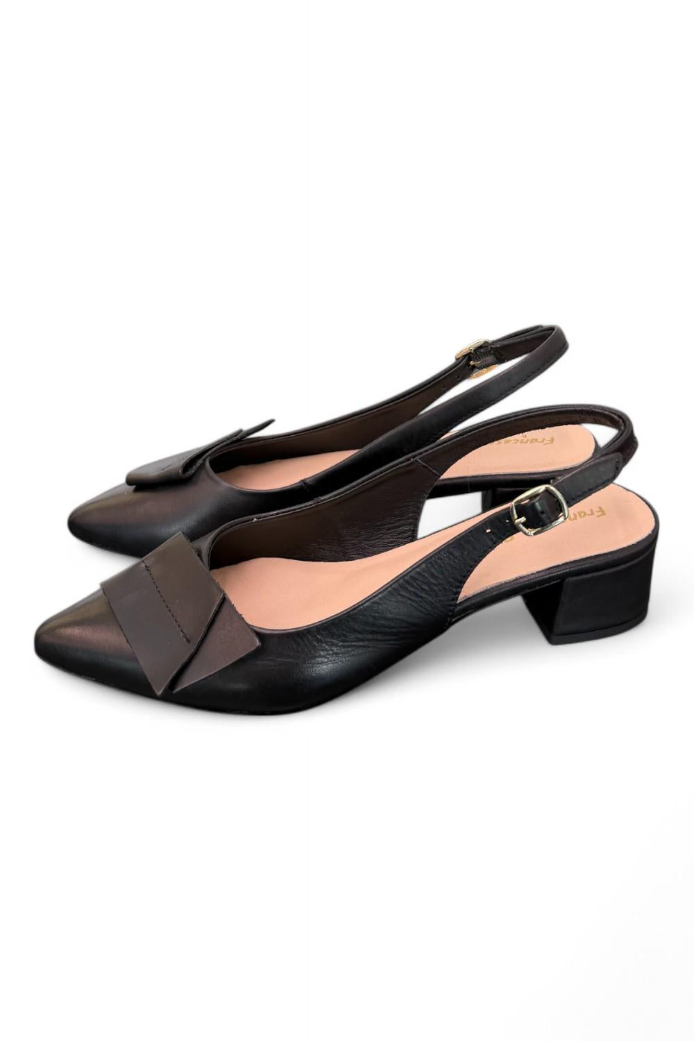 Slingback pelle nera Francesco B 