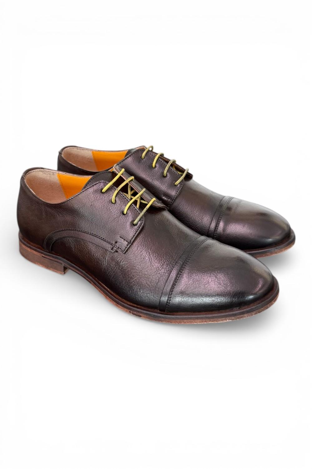 Allacciato derby pelle testa di moro F.lli Rennella<BR/> 
