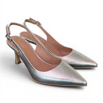 Slingback pelle argento tacco 70 Ranye 