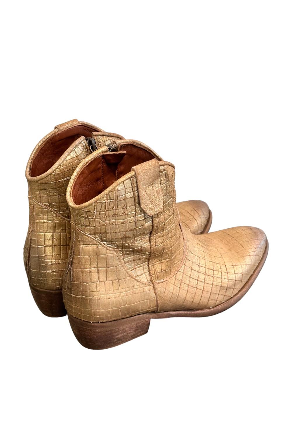 Stivaletto texano intagliato oro Zoe 