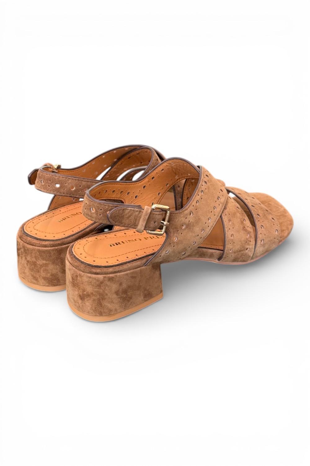 Sandalo incrocio suede tabacco Bruno Premi 