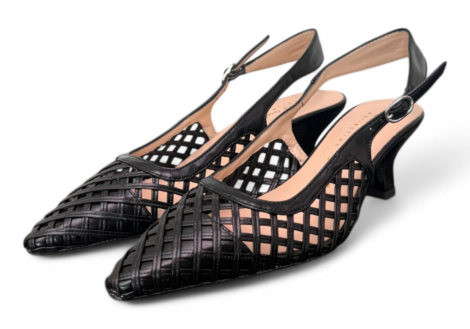 Slingback intreccio nero tacco 50 Les Autres<BR/> 
